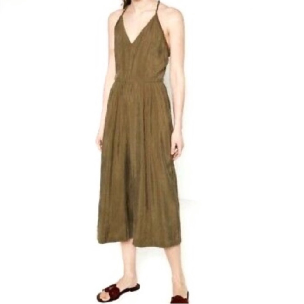 Zara Collection || Olive Green Silk Jumper Suit - Picture 9 of 11